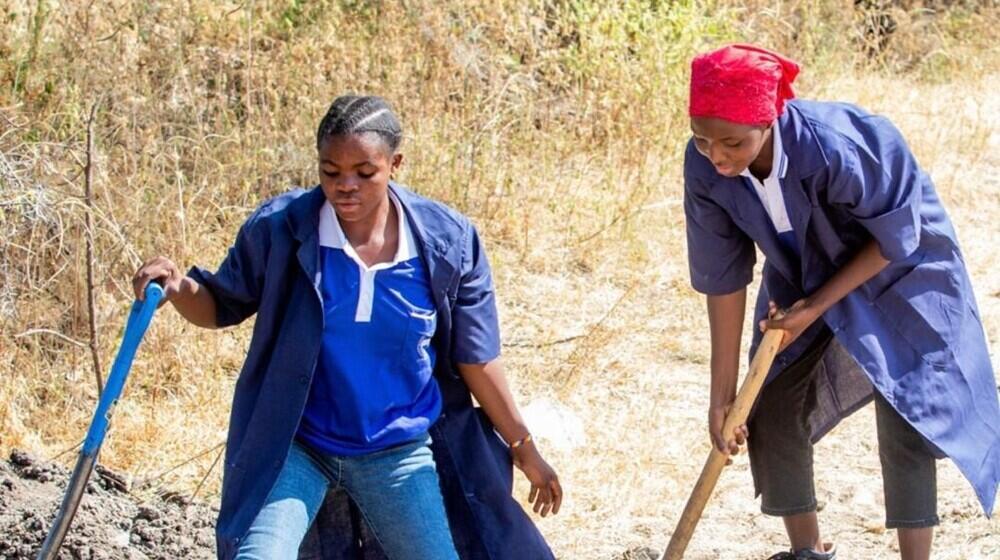 Adolescent girls and young women (AGYW) undertaking plumbing training at Kishapu VETA College. Photo @UNFPATanzania /Files