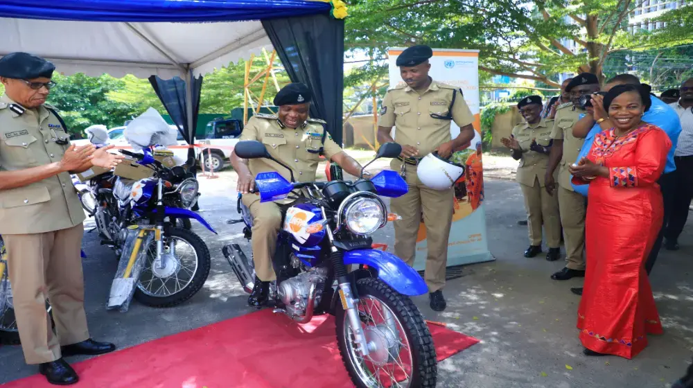 UNFPA hands over ten motorbikes to police force for GBV response.