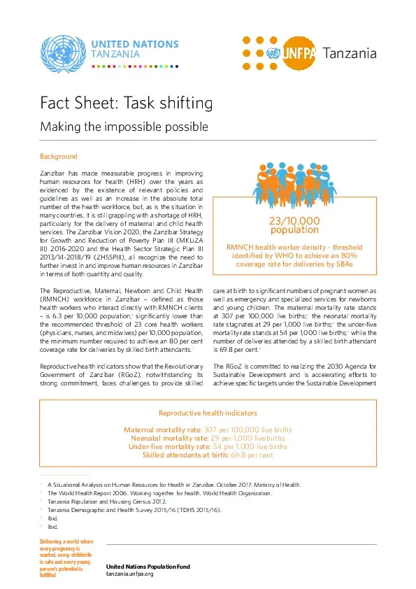 Fact Sheet on Task Shifting