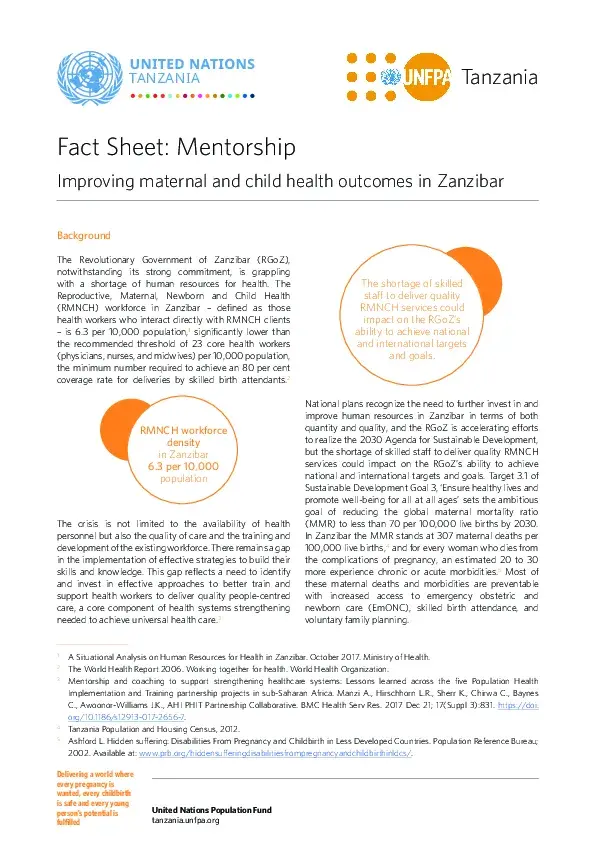 Fact Sheet on Mentorship