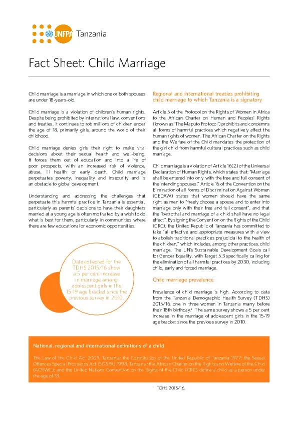 Fact Sheet on Child Marriage